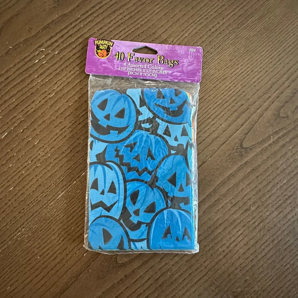 Pumpkin Party Halloween Favor Bags 40 Count Assorted Colors Jack O Lantern Bags